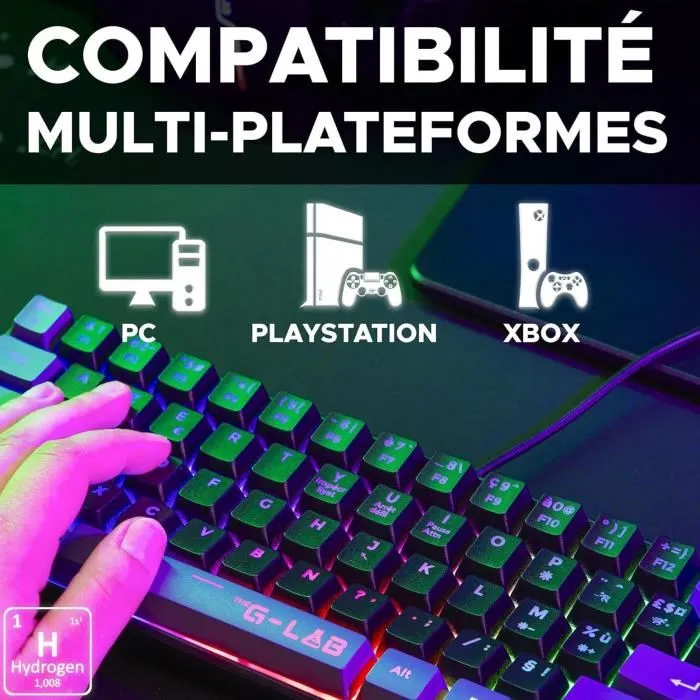 The G-Lab KEYZ HYDROGEN - Clavier Gamer Compact 60% à Membrane, Rétroéclairé, Filaire USB, Noir/Gris - Compatible Windows The G-Lab KEYZ HYDROGEN - Clavier Gamer Compact 60% à Membrane, Rétroéclairé, Filaire USB, Noir/Gris - Compatible Windows