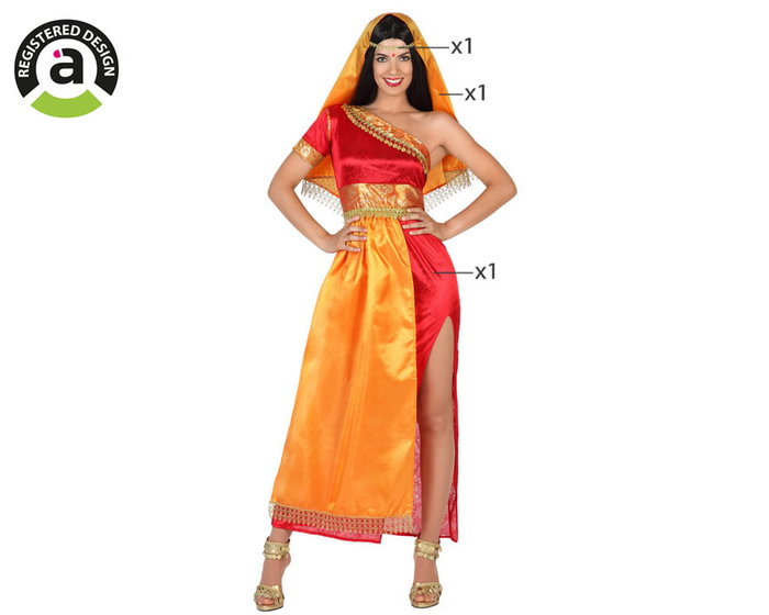 Atosa Déguisement Hindou Femme Adulte Orange XS-S Atosa Déguisement Hindou Femme Adulte Orange XS-S