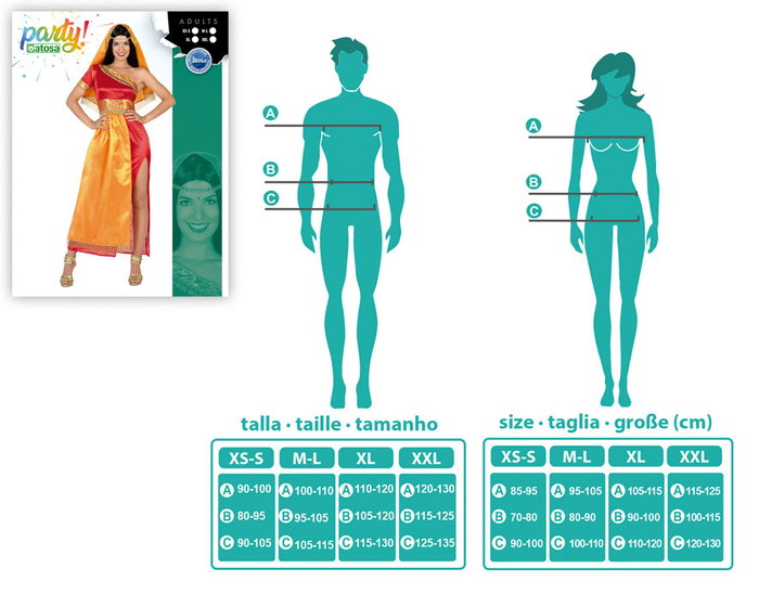 Atosa Déguisement Hindou Femme Adulte Orange XS-S Atosa Déguisement Hindou Femme Adulte Orange XS-S