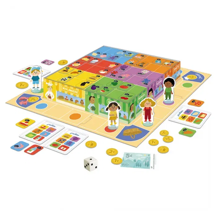 Nathan Jeux - Jeu de société "J'achète" | Course au marché pour enfants | Jeu éducatif avec courses, caisse et tirelire