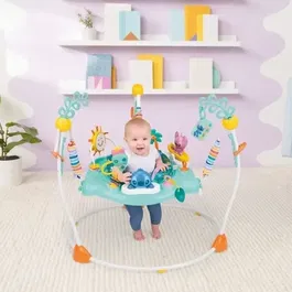 Bright Starts Disney Baby Little 'Ohana - Centre d'activités et Siège Sauteur Évolutif avec Stitch, 10 Jouets Interactifs, Lumineux et Musical, Pivote à 360°, 4 Hauteurs Réglables