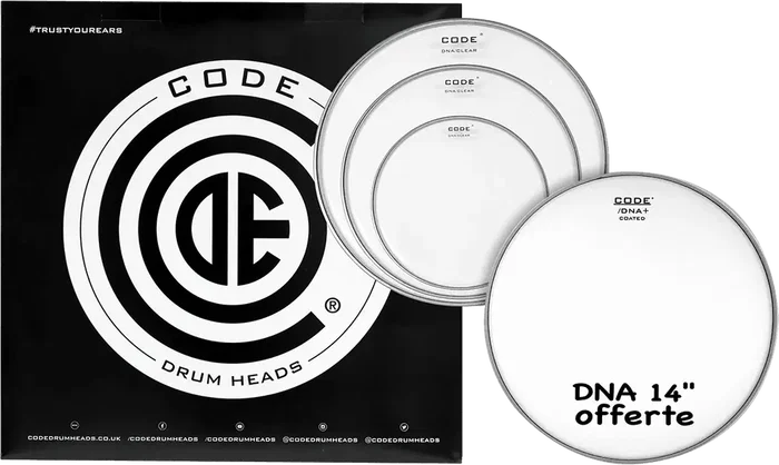 CODE Tom Pack Fusion Dna Transparent (10,12,14" + Dna 14") - Parche Timbal
