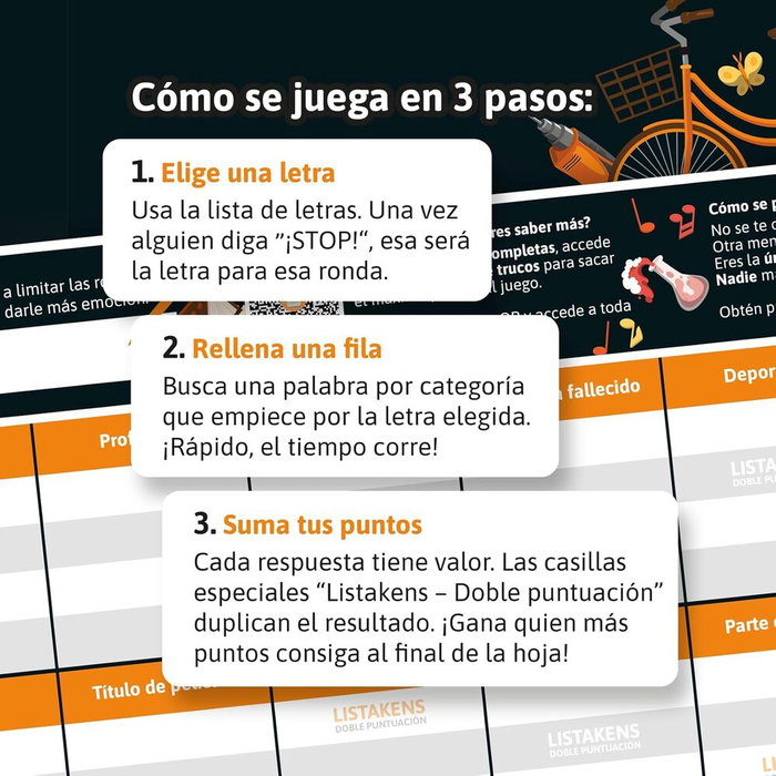 SD GAMES Juego mesa Listos Listas y Listakens - Jeu de société en espagnol pour 2+ joueurs, à partir de 12 ans, durée 45 min, jeu de rapidité et de lettres