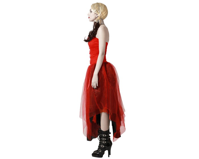 Déguisement Arlequin Femme Adulte - Robe Rouge Effet Dramatique avec Volants - Taille XS-S - Polyester - Année 2023 Déguisement Arlequin Femme Adulte - Robe Rouge Effet Dramatique avec Volants - Taille XS-S - Polyester - Année 2023