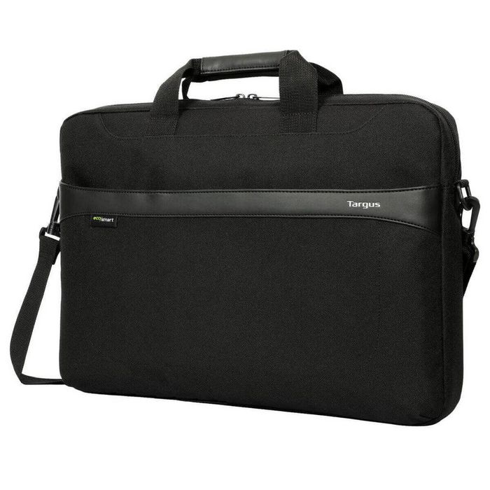 Targus 13-14" GeoLite EcoSmart Slim Brief - Noir Mallette Fine Écologique avec Compartiment Ordinateur Portable et Bretelle Amovible