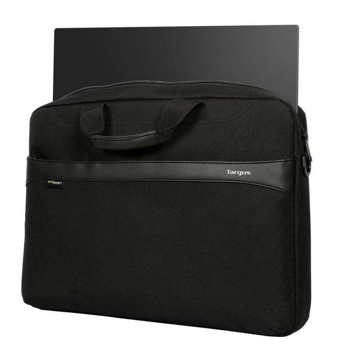 Targus 13-14" GeoLite EcoSmart Slim Brief - Noir Mallette Fine Écologique avec Compartiment Ordinateur Portable et Bretelle Amovible