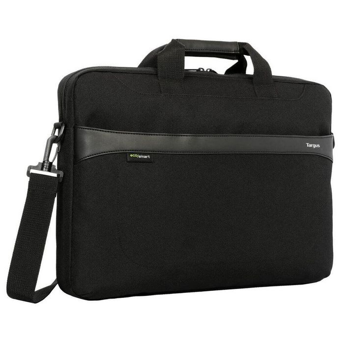 Targus 13-14" GeoLite EcoSmart Slim Brief - Noir Mallette Fine Écologique avec Compartiment Ordinateur Portable et Bretelle Amovible