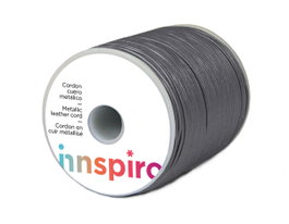 Innspiro Cordon en cuir métallique argenté vieilli 2,0 mm, 100 m