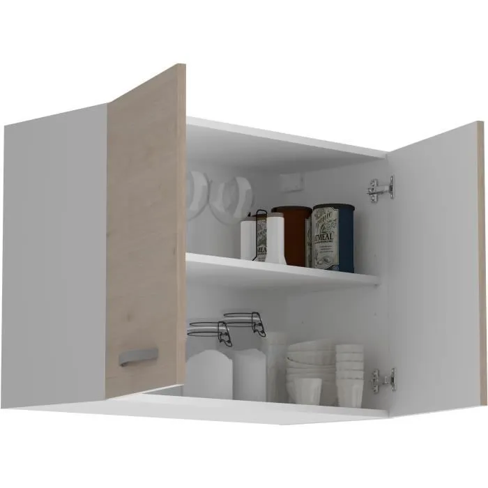 Oslo Meuble Haut 2 Portes Décoration Chene Jackson L 80 x P 36 x H 58 cm Réf 244303