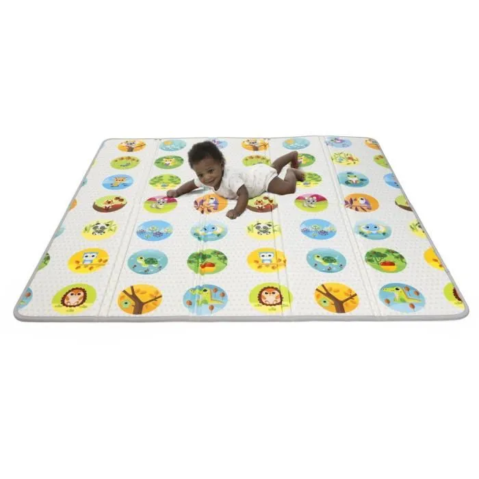 Chicco Tapis d'éveil Maxi 2 en 1 - Espace de jeu sécurisé 200 x 180 cm avec graphiques joyeux et animaux