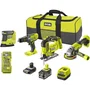 Ryobi Pack 4 outils ONE+ 18V R18CK4F-252S avec batteries 5Ah et 2Ah