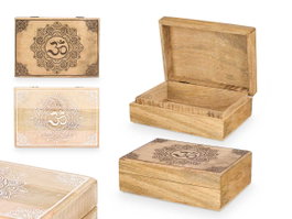 GIFTDECOR Boîte rectangulaire en bois Blanc-Naturel, lot de 6
