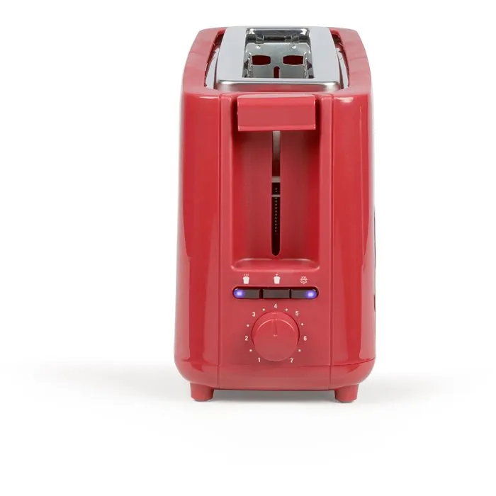 Livoo DOD168RC - Grille-pain longue fente 900 W - 7 niveaux de brunissage, 3 fonctions LED - Tiroir ramasse-miettes - Rouge