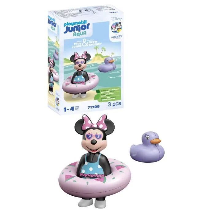 Playmobil 71706 Minnie - Jouet de bain avec bouée flottante - License Disney - Pour enfants dès 12 mois