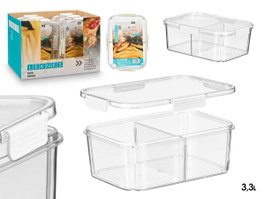 LEKNES Boîte de rangement hermétique divisée 3,3L Blanc-transparent