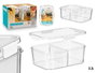 Leknes Boîte hermétique compartimentée blanche 3,3L 27x10x20 cm en plastique (Set de 12)