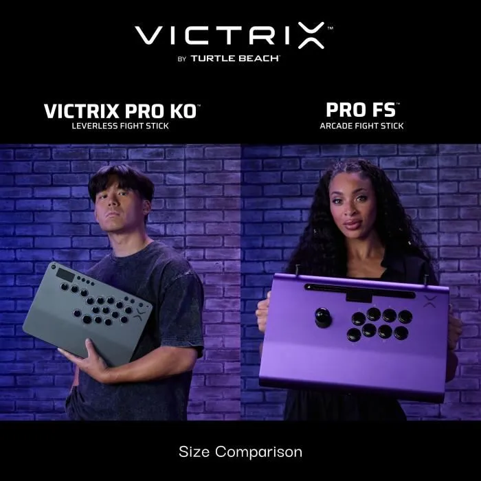 Victrix Pro KO Leverless Fight Stick - Manette de combat sans levier officielle PlayStation - Compatible PS5, PS4, Windows 10/11 - Gris