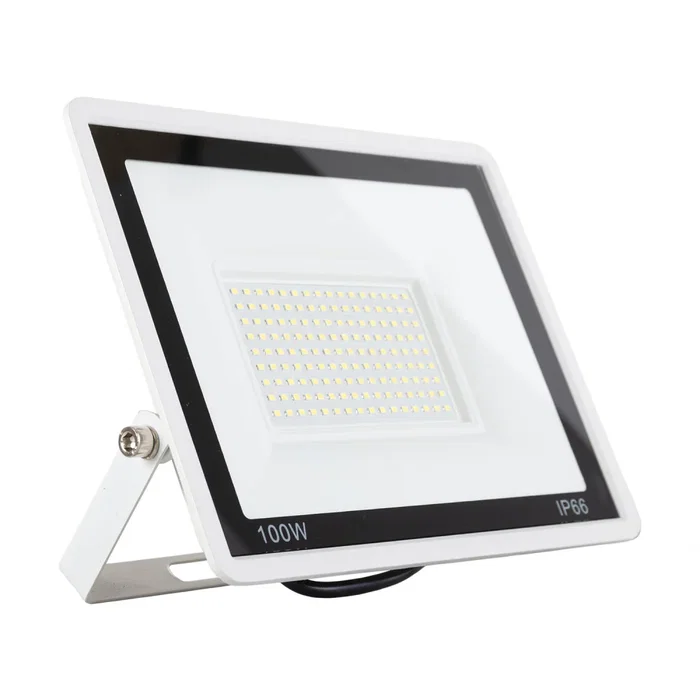 Projecteur LED extérieur 100W 8000 Lumen IP66 Blanc Réglable 6000K 60000H, pour murs, pergolas, jardins et usage industriel