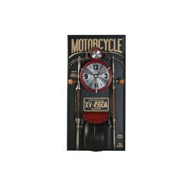 Horloge Murale Home ESPRIT Noir Rouge Doré PVC Métal Moto Vintage 60 x 18 x 120 cm