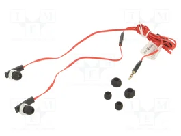 GEMBIRD Écouteurs avec microphone noir, rouge Jack 3,5mm 1,2m 32Ω
