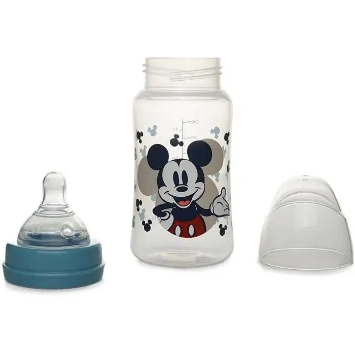Thermobaby - Biberon Disney Baby Mickey, 240 ml, avec système anti-coliques et tétine en silicone, sans BPA, pour bébé dès la naissance