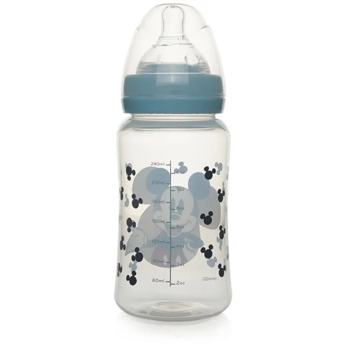 Thermobaby - Biberon Disney Baby Mickey, 240 ml, avec système anti-coliques et tétine en silicone, sans BPA, pour bébé dès la naissance