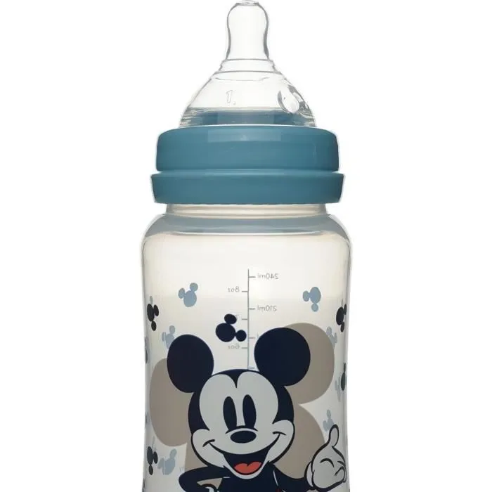 Thermobaby - Biberon Disney Baby Mickey, 240 ml, avec système anti-coliques et tétine en silicone, sans BPA, pour bébé dès la naissance