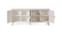 GINER Y COLOMER Buffet en Mango avec 4 Portes Sculptées, Finition Blanc Lavé et Pieds Détail Bronze - 190 x 80 x 40 cm