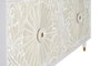 GINER Y COLOMER Buffet en Mango avec 4 Portes Sculptées, Finition Blanc Lavé et Pieds Détail Bronze - 190 x 80 x 40 cm