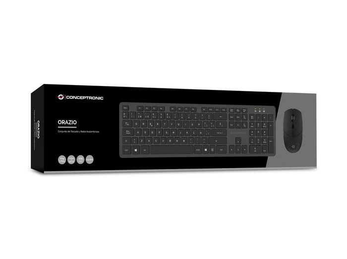 Conceptronic ORAZIO01ES Clavier + Souris sans fil 2,4 GHz QWERTY français USB-A Noir