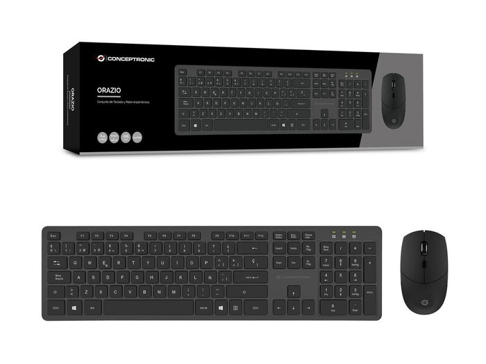 Conceptronic ORAZIO01ES Clavier + Souris sans fil 2,4 GHz QWERTY français USB-A Noir