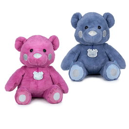 Famosa Peluche Oso Softies 54cm Bleu ou Rose avec Paillettes Argentées