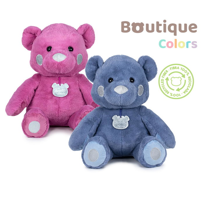 Famosa Peluche Ours Boutique 54 cm - Couleurs Bleu et Rose - Design avec Joues et Pattes à Paillettes Argentées - Réf. 76/21762