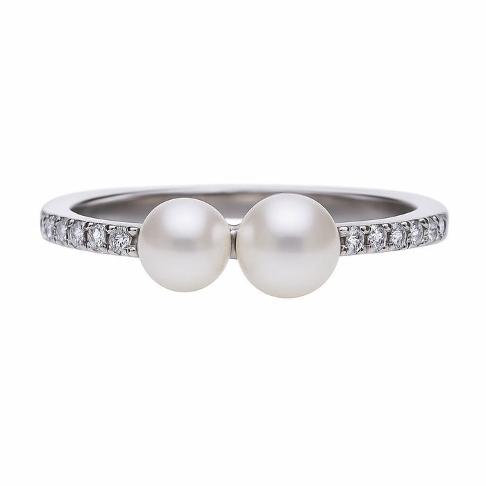 Diamonfire Anneau en Argent Perle et Zirconite Taille 16,5 Diamonfire Anneau en Argent Perle et Zirconite Taille 16,5