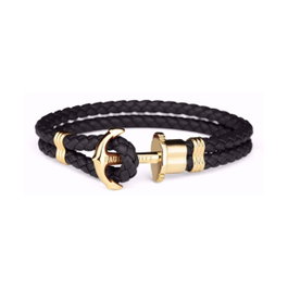 Paul Hewitt Bracelet en Cuir Noir PH-L-G-B-S