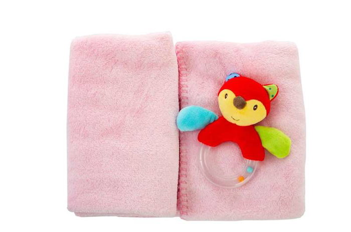 Creaciones Llopis Set caja avec manta coralina 100 x 75 cm et sonajero zorro 16cm - Pour nouveau-né en polyester