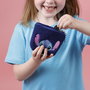 PEERS HARDY Llavero Monedero Stitch Disney - Porte-monnaie clé azu avec fermeture à glissière et porte-clés en argent, design Stitch brodé