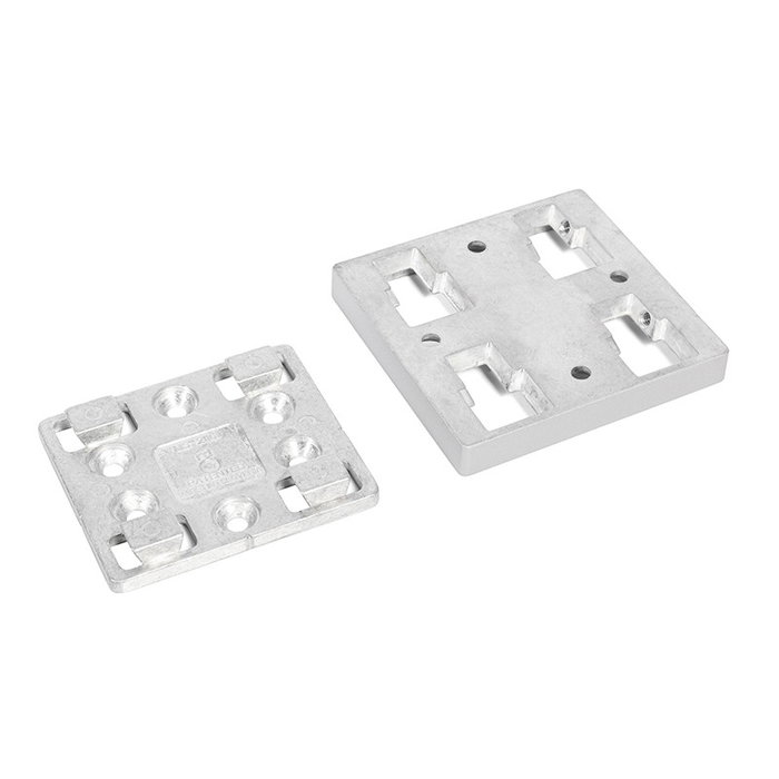 RUJZ - Plaque de fixation en coin pour pieds de table 80x80 mm, système de sécurité breveté, finition grise