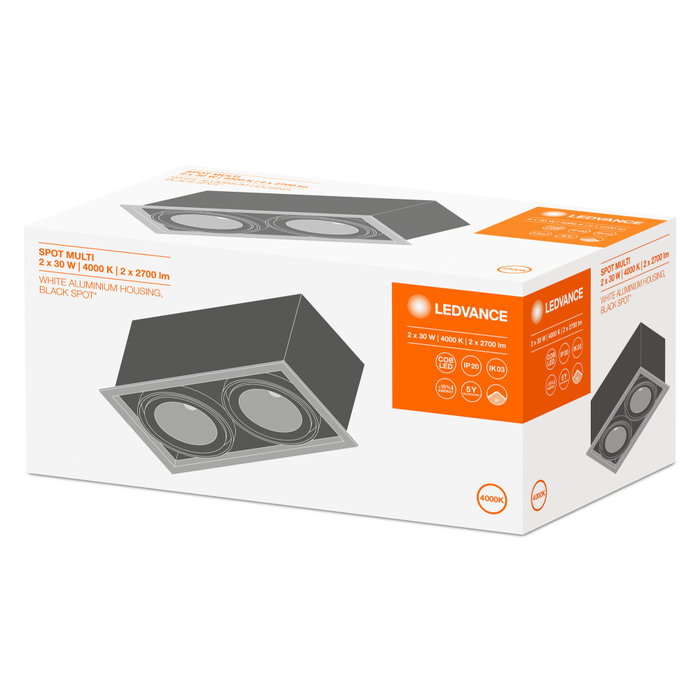 LEDVANCE Projecteur LED encastrable 2x30W 5400lm 4000K IP20