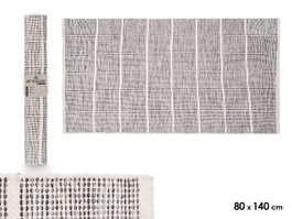 Giftdecor Tapis Artisanal 80x140 cm Motif Carreaux Gris Polyester et Coton (Set de 6)