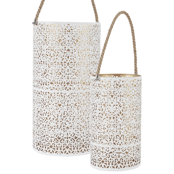 Home Deco Factory JGO. 2 FAROLILLOS DORADO-BLANC