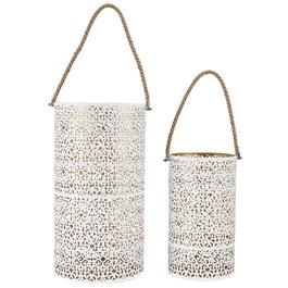 Home Deco Factory JGO. 2 FAROLILLOS DORADO-BLANC