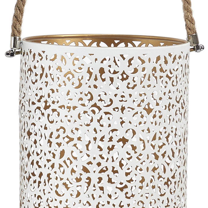 Home Deco Factory JGO. 2 FAROLILLOS DORADO-BLANC