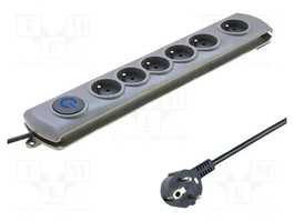 QOLTEC Bloc multiprise parafoudre 6 prises, 5m, gris