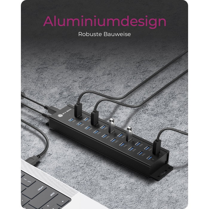 Icy ICY BOX IB-HUB1720-U3 Hub USB 18+2 ports avec chargeur 96W