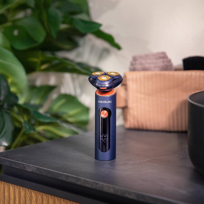 Rasoir électrique Cecotec PrecisionCare Aluminium Pro bleu titane LCD 80min IPX6 base