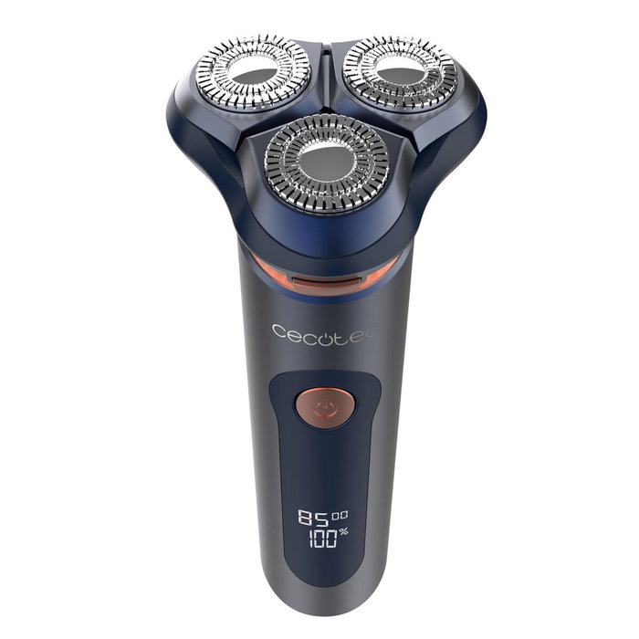 Rasoir électrique Cecotec PrecisionCare Aluminium Pro bleu titane LCD 80min IPX6 base