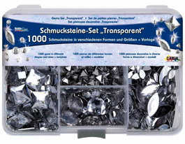Kreul Set de 1000 gemmes décoratives transparentes avec base argentée