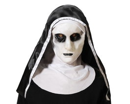 Masque de nonne démoniaque terrifiante Halloween en PVC pour femme adulte