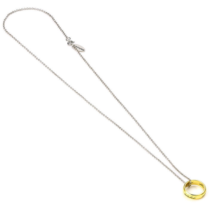 THE CARAT SHOP - Collier pendentif avec anneau inspiré du Seigneur des Anneaux en alliage de zinc, chaîne de 62 cm avec inscription THE CARAT SHOP - Collier pendentif avec anneau inspiré du Seigneur des Anneaux en alliage de zinc, chaîne de 62 cm avec inscription